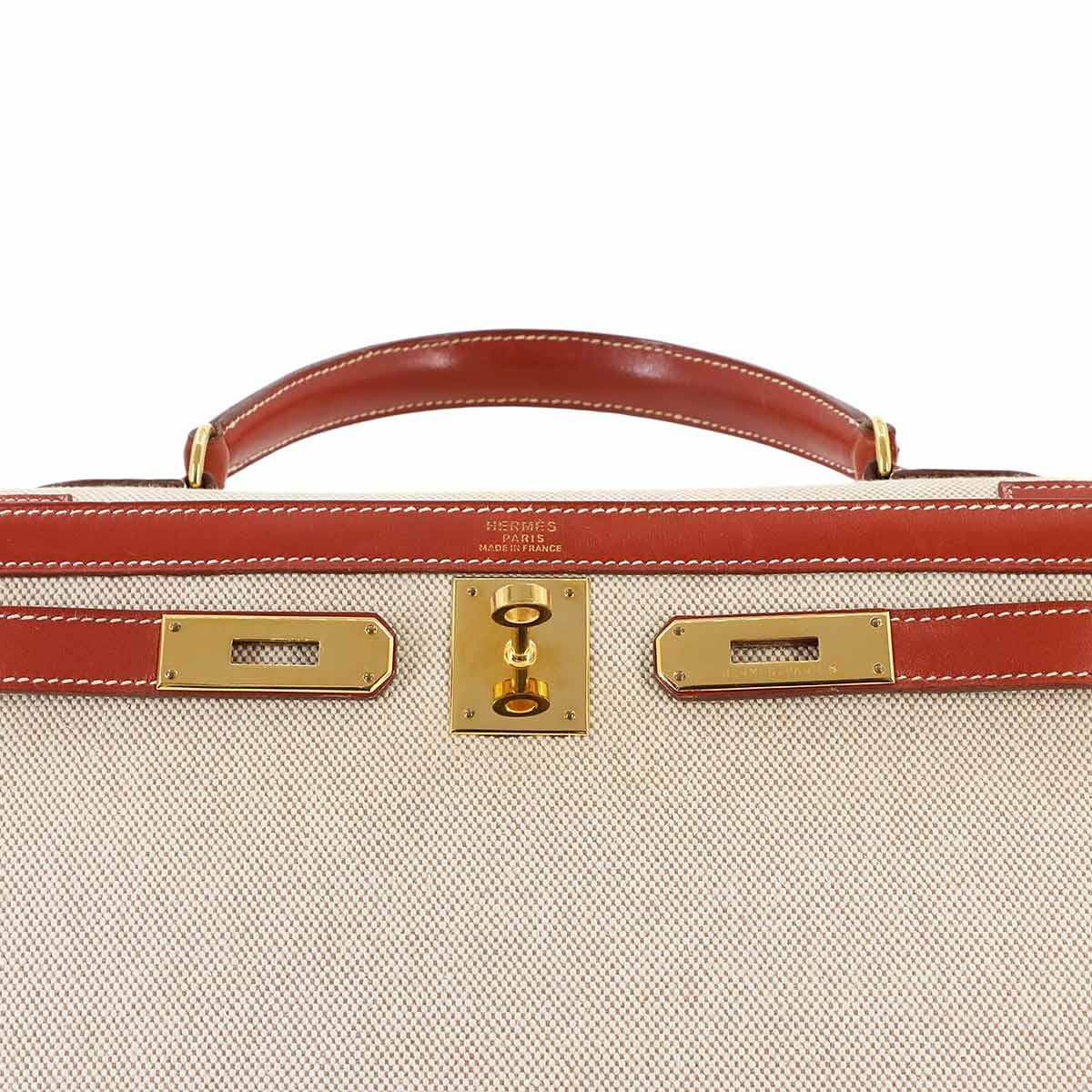Luxury Promise Japan HERMES Kelly 32 Toile H Swift Natural Brique 2way Hand Shoulder Bag 90286103