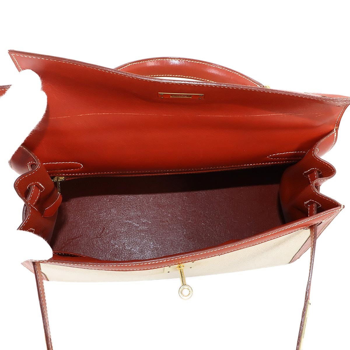 Luxury Promise Japan HERMES Kelly 32 Toile H Swift Natural Brique 2way Hand Shoulder Bag 90286103