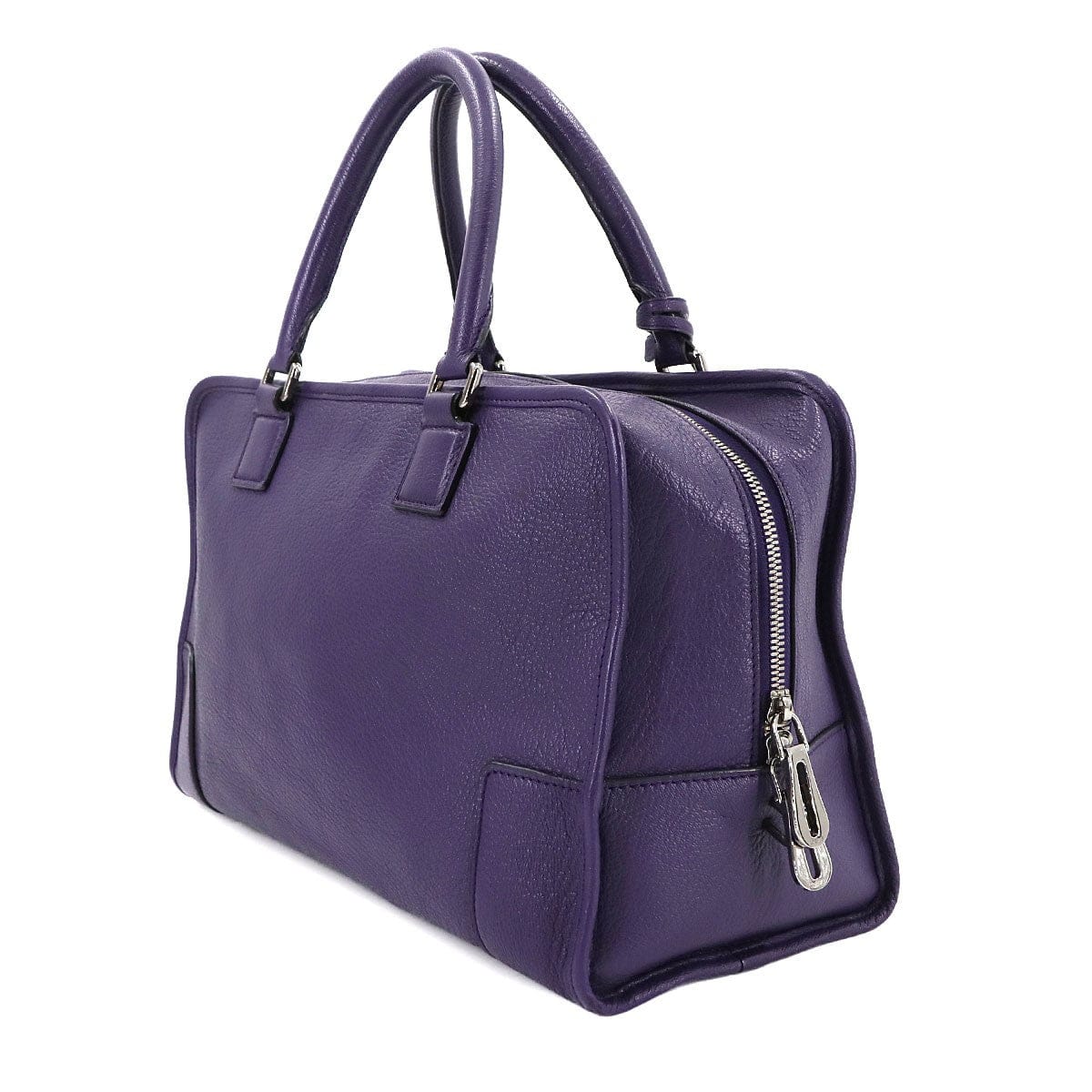 Luxury Promise Japan LOEWE Amazona 36 Hand Bag Leather Purple Anagram Purse 90287657