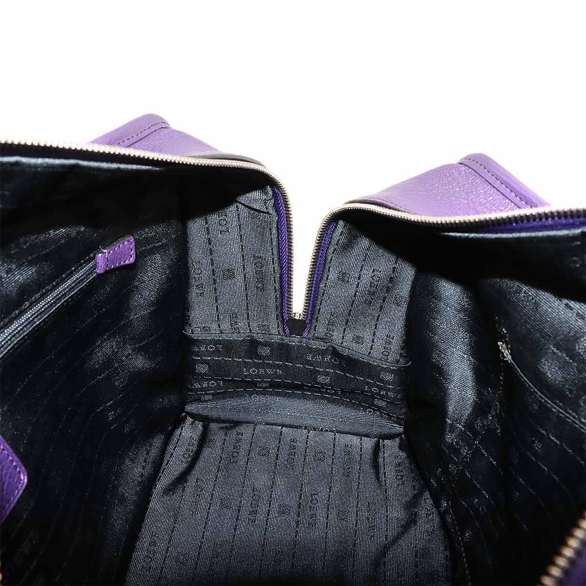 Luxury Promise Japan LOEWE Amazona 36 Hand Bag Leather Purple Anagram Purse 90287657