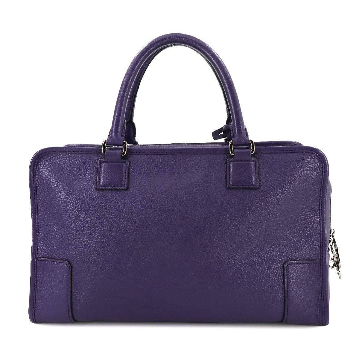 Luxury Promise Japan LOEWE Amazona 36 Hand Bag Leather Purple Anagram Purse 90287657