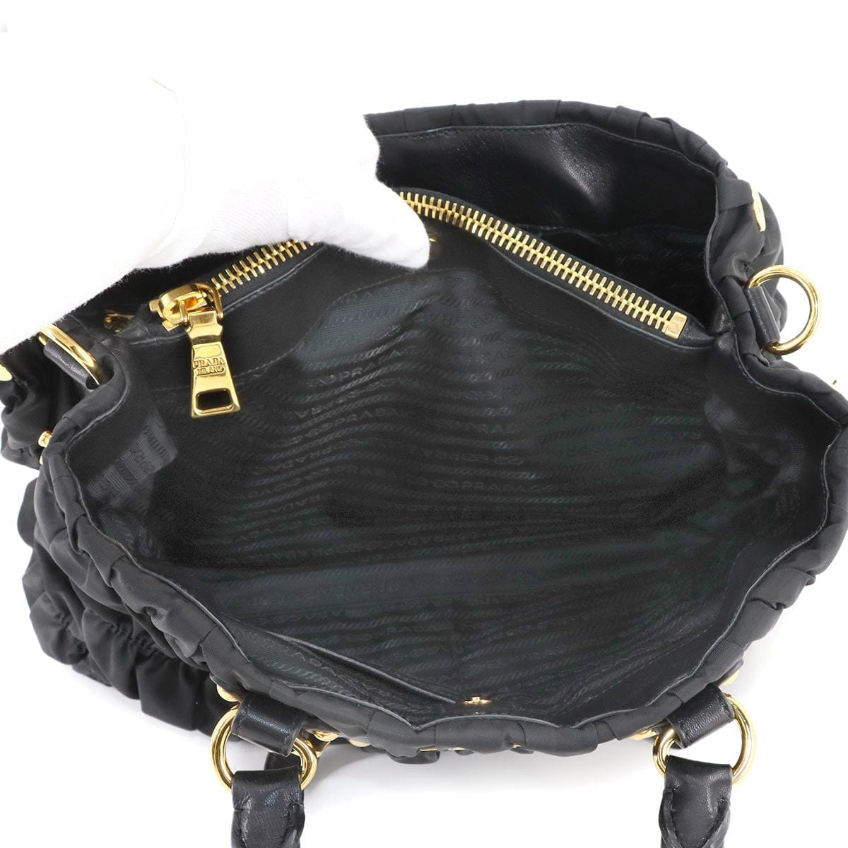 Luxury Promise Japan PRADA 2way Hand Shoulder Bag Nylon Leather Nero Black BN2346 Purse 90285405