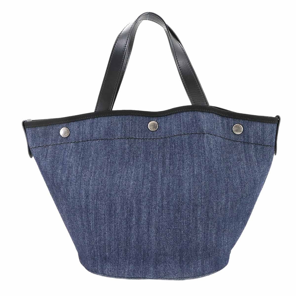 Luxury Promise Japan PRADA Small 2way Tote Shoulder Bag Denim Leather Blue Black 1BG244 90289015