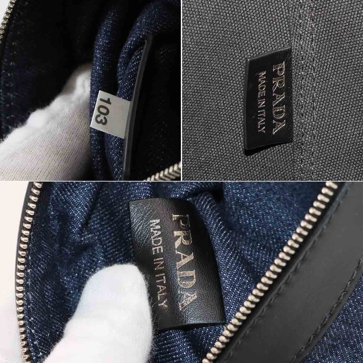 Luxury Promise Japan PRADA Small 2way Tote Shoulder Bag Denim Leather Blue Black 1BG244 90289015