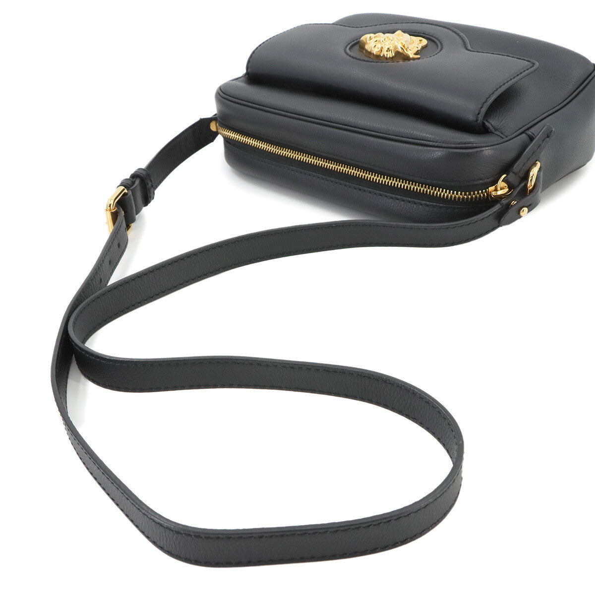 Luxury Promise Japan VERSACE Medusa Shoulder Bag Leather Black 1008102 90268113