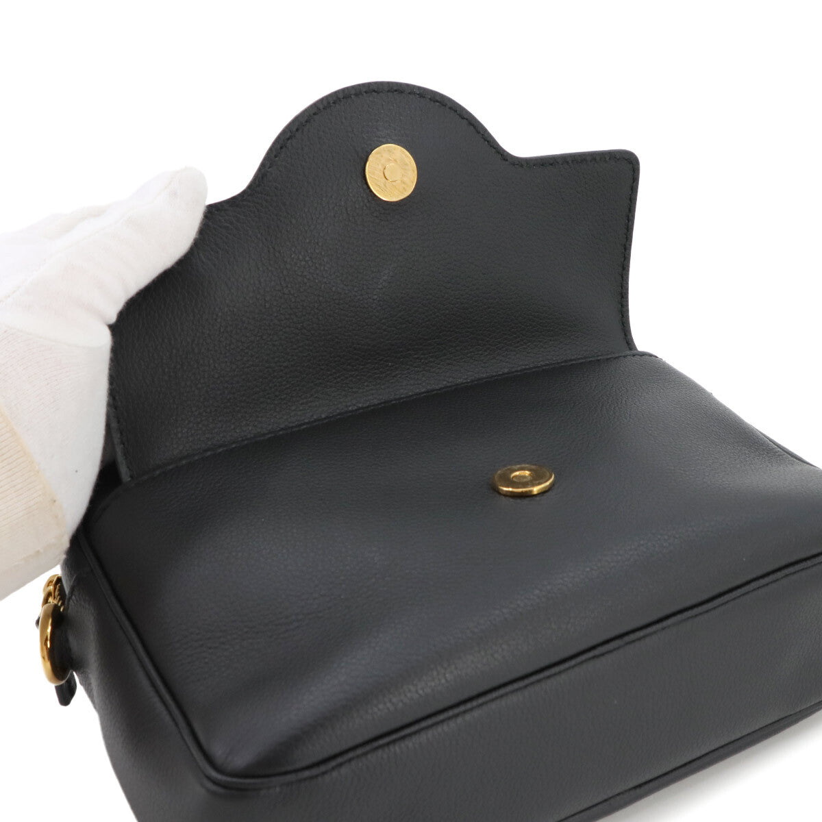 Luxury Promise Japan VERSACE Medusa Shoulder Bag Leather Black 1008102 90268113