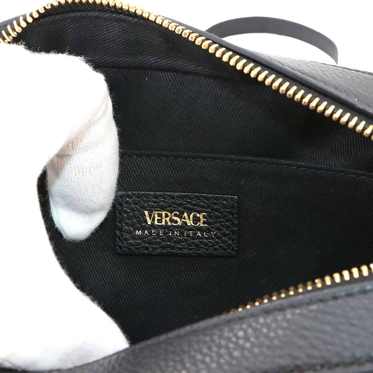 Luxury Promise Japan VERSACE Virtus Shoulder Bag Leather Black 1005969 Purse 90268109