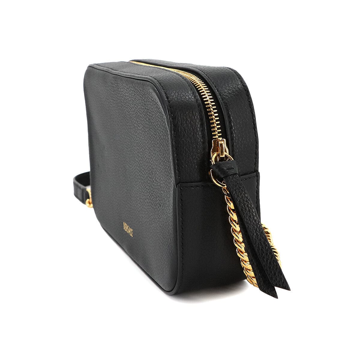 Luxury Promise Japan VERSACE Virtus Shoulder Bag Leather Black 1005969 Purse 90268109