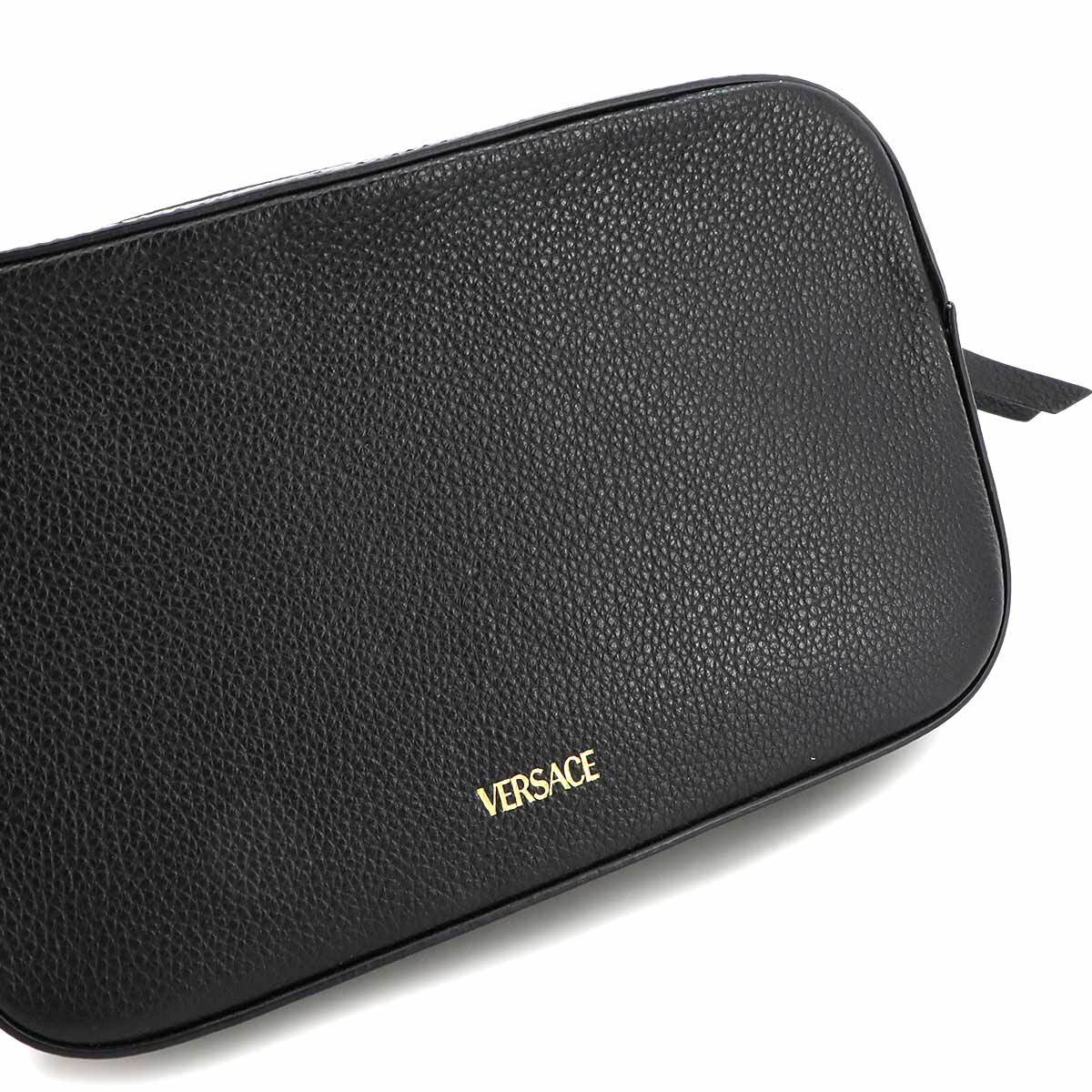 Luxury Promise Japan VERSACE Virtus Shoulder Bag Leather Black 1005969 Purse 90268110