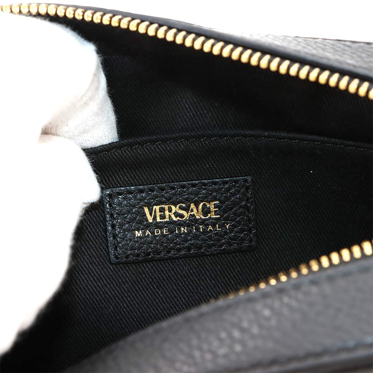 Luxury Promise Japan VERSACE Virtus Shoulder Bag Leather Black 1005969 Purse 90268110