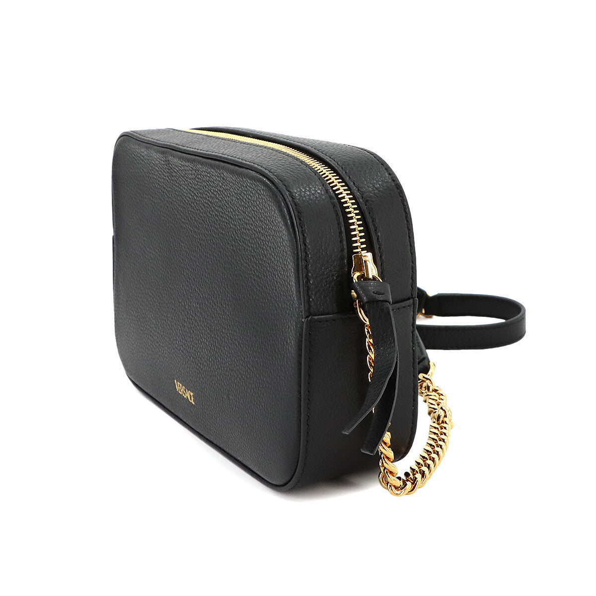 Luxury Promise Japan VERSACE Virtus Shoulder Bag Leather Black 1005969 Purse 90268110