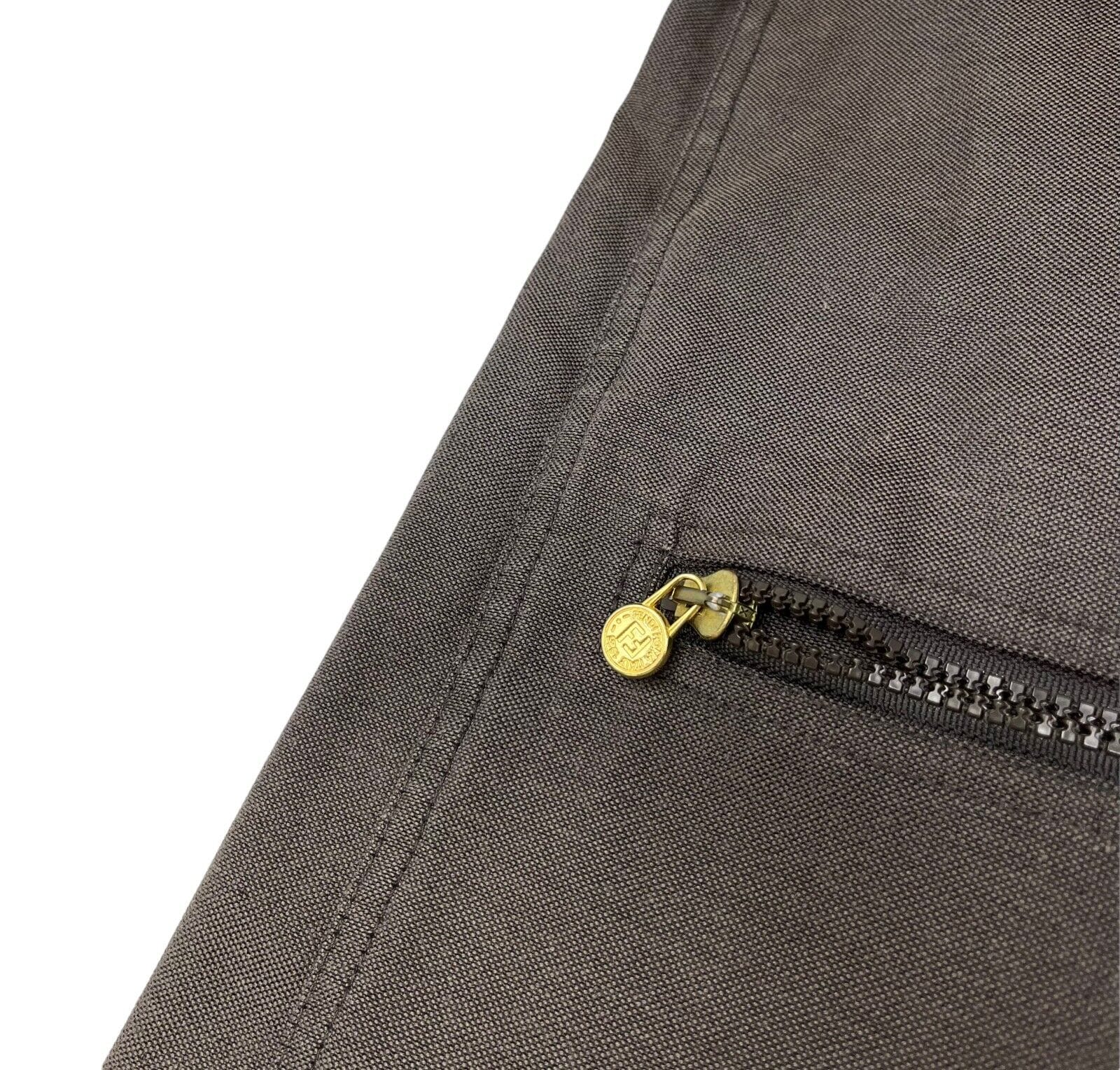 Luxury Promise Japan FENDI Vintage Logo Zipped Jacket #40 Polyester Cotton Brown Gold RankAB+