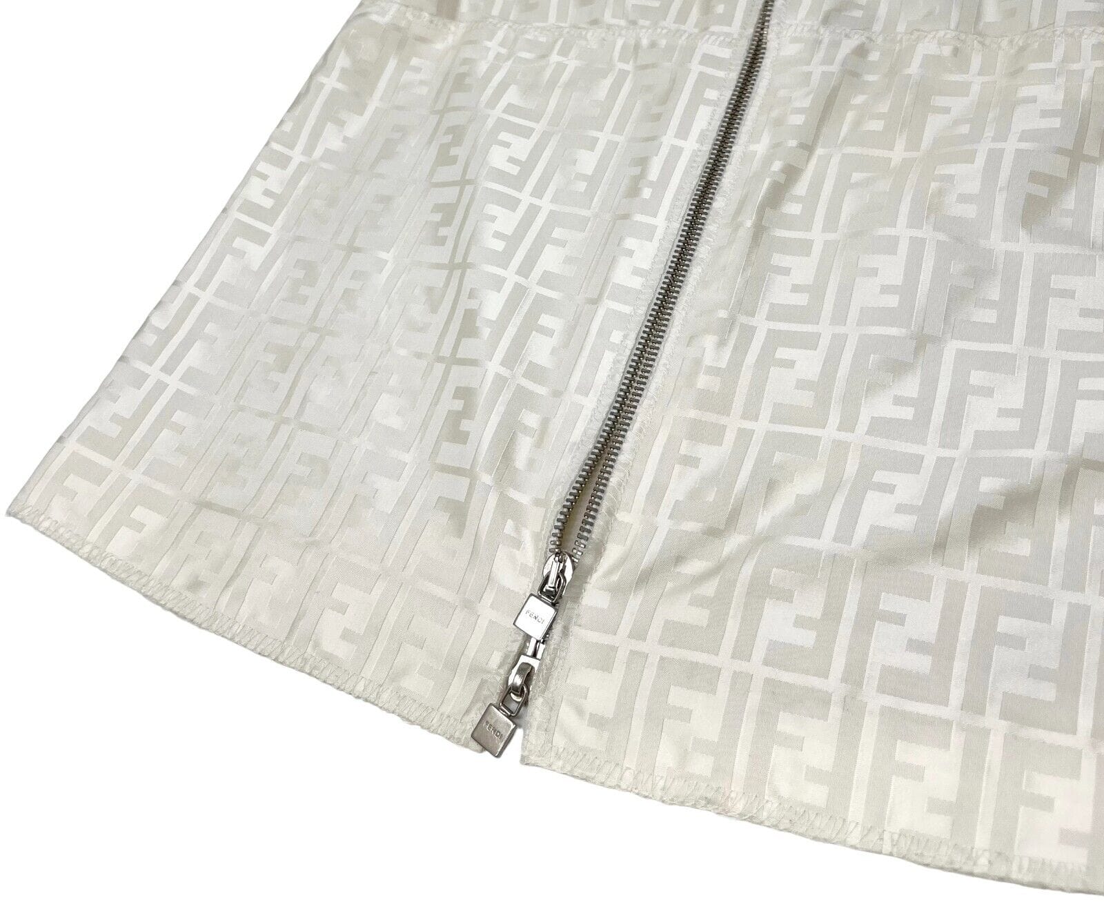 Luxury Promise Japan FENDI Vintage Zucca Monogram Logo Zipped Jacket #38 Short Sleeve Cream Rank AB