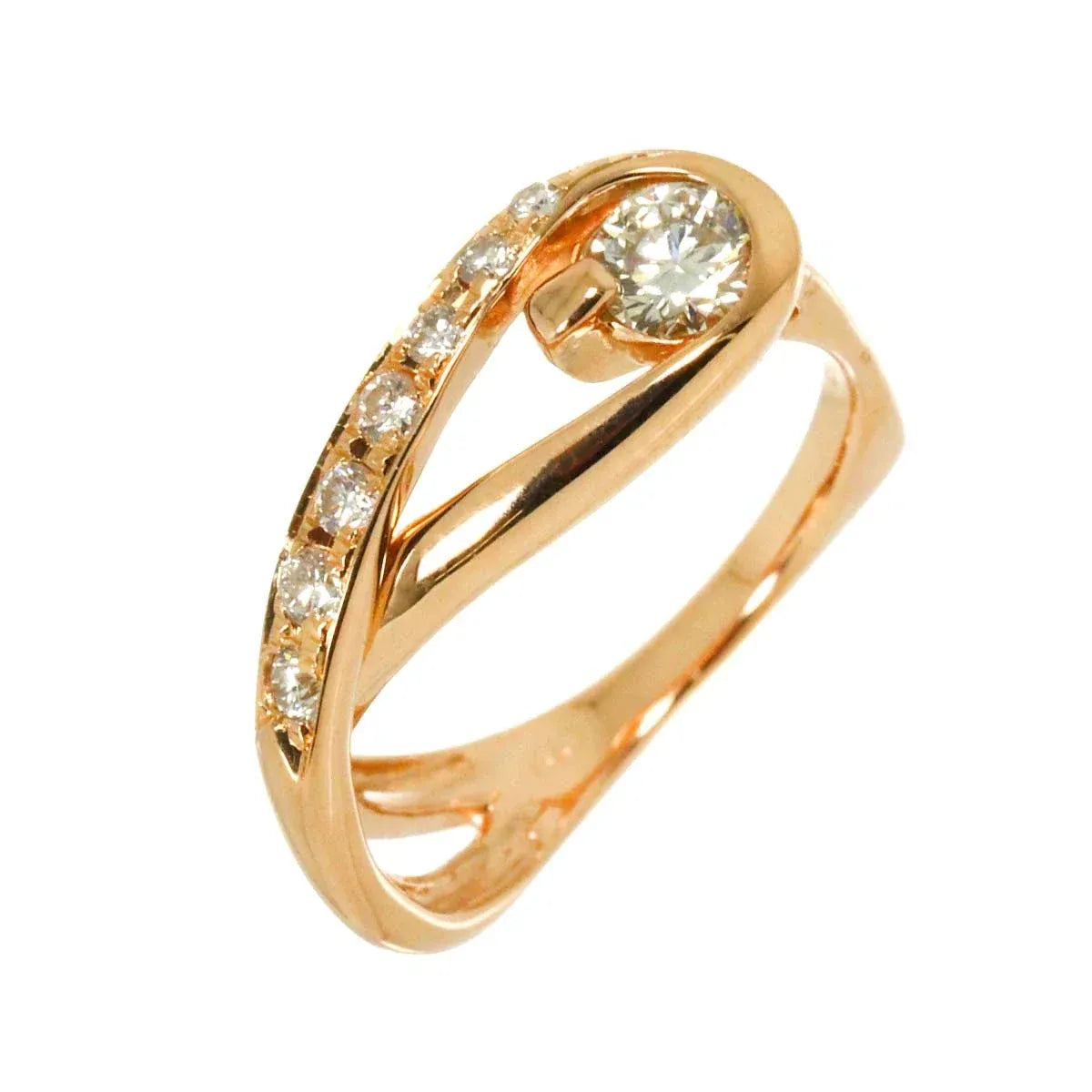 Luxury Promise Japan Diamond 0.186ct/0.11ct Ring 18K PG Pink Gold 750 Size3.25(US) 90338100