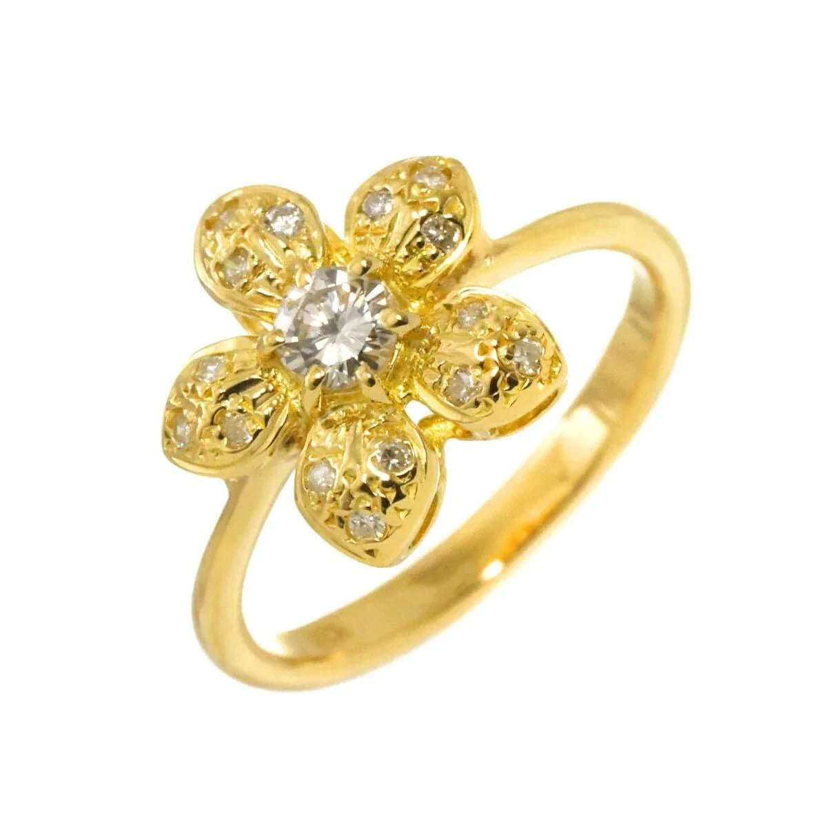 Diamond Ring 18K K18 YG Yellow Gold 750 size5.75-6(US