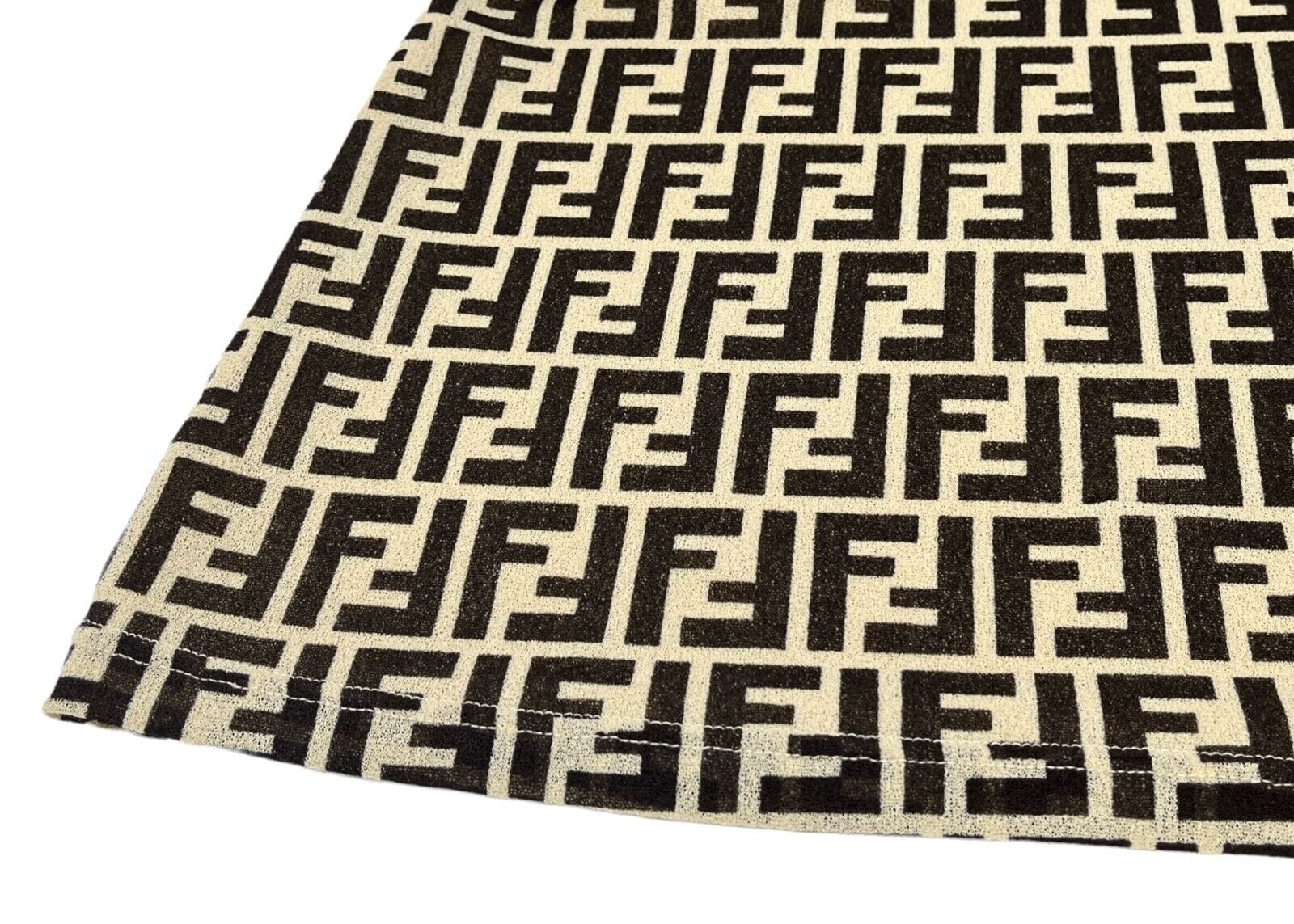 Luxury Promise Japan FENDI Vintage Zucca Monogram Dress #40 One-piece Beige Black Polyester RankAB