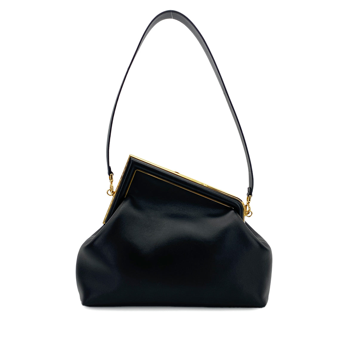 Luxury Promise Japan FENDI FIRST MEDIUM CLUTCH SHOULDER BAG LEATHER BLACK 8BP127 90299314