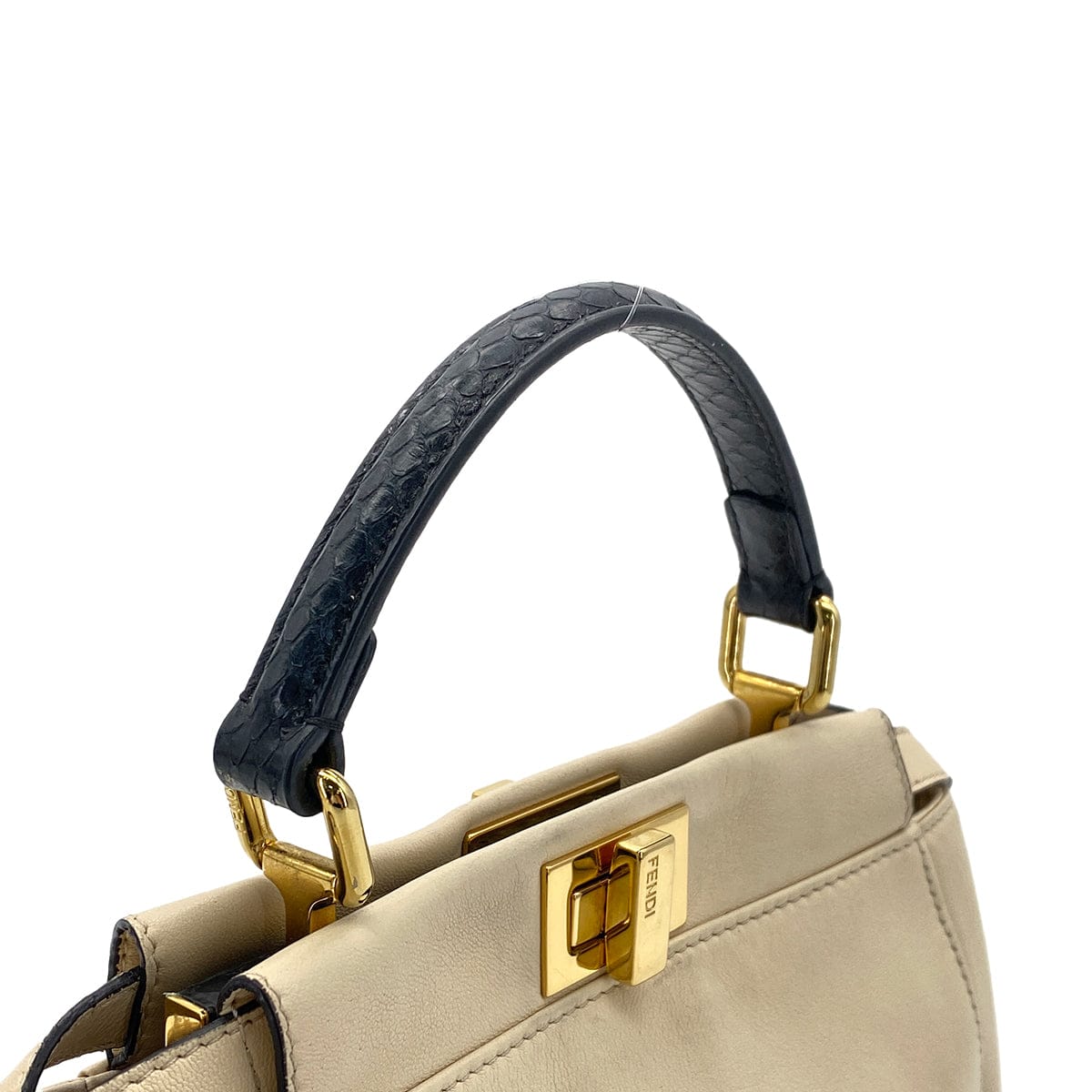 Luxury Promise Japan FENDI PEEKABOO MINI HAND SHOULDER BAG BEIGE LEATHER PYTHON 8BN244 90304722