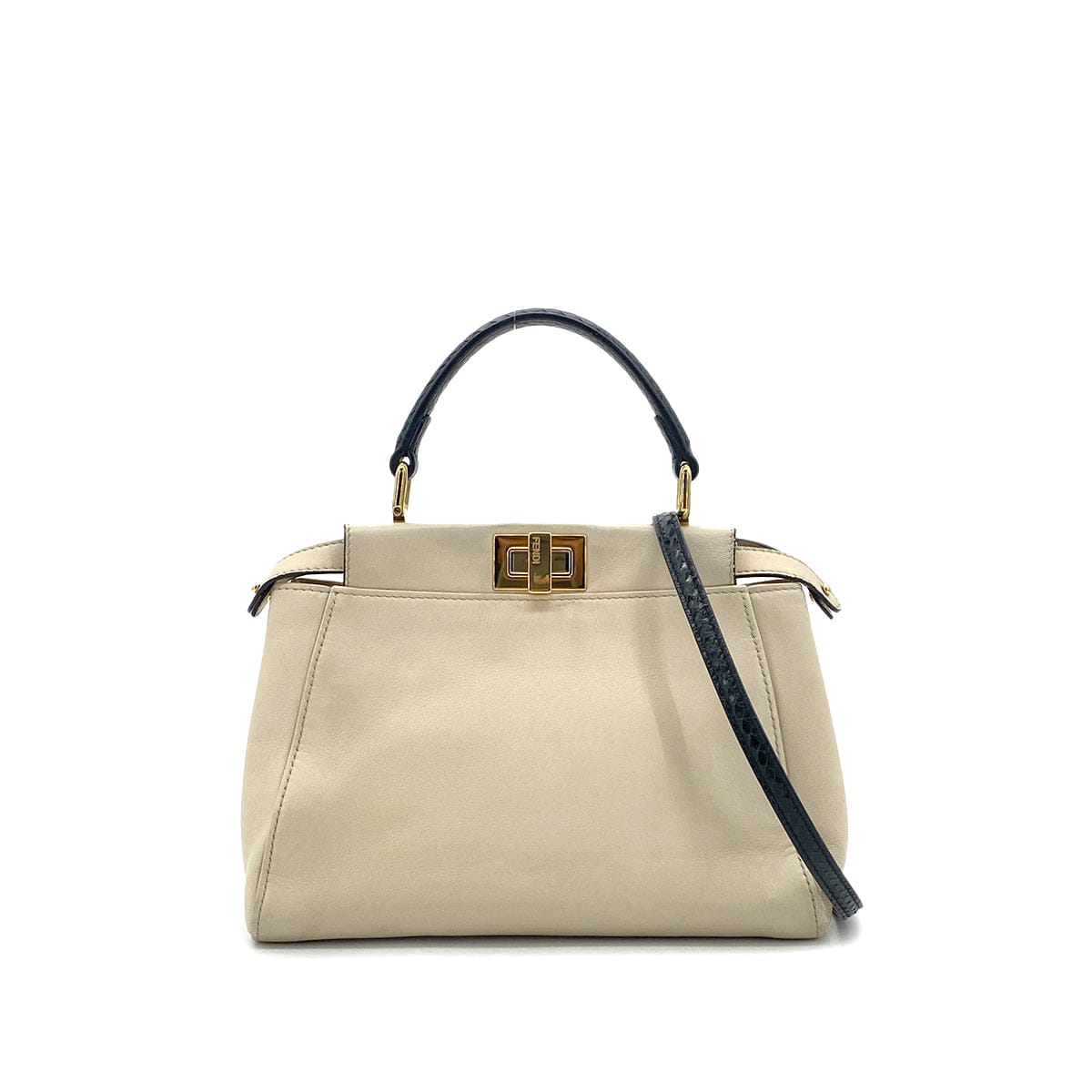 Luxury Promise Japan FENDI PEEKABOO MINI HAND SHOULDER BAG BEIGE LEATHER PYTHON 8BN244 90304722