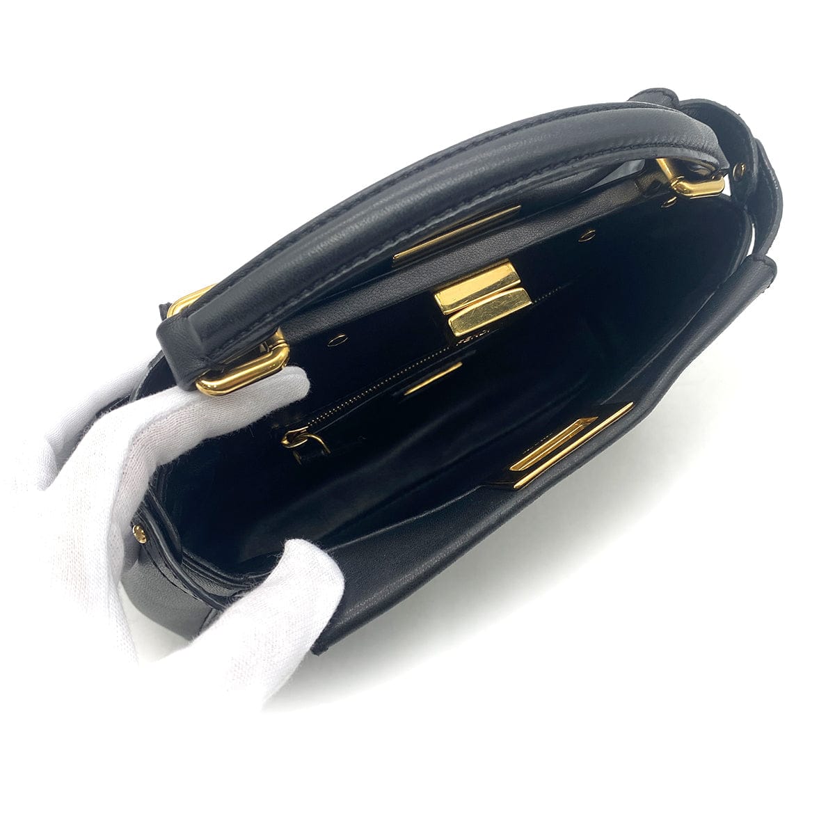 Luxury Promise Japan FENDI PEEKABOO MINI HAND SHOULDER BAG BLACK LEATHER 8BN244 90304723