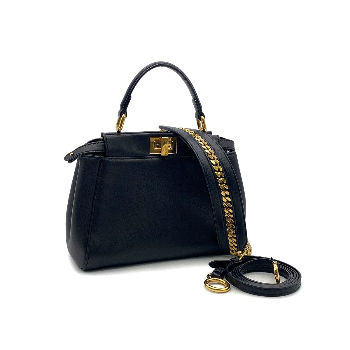 Luxury Promise Japan FENDI PEEKABOO MINI HAND SHOULDER BAG BLACK LEATHER 8BN244 90304723