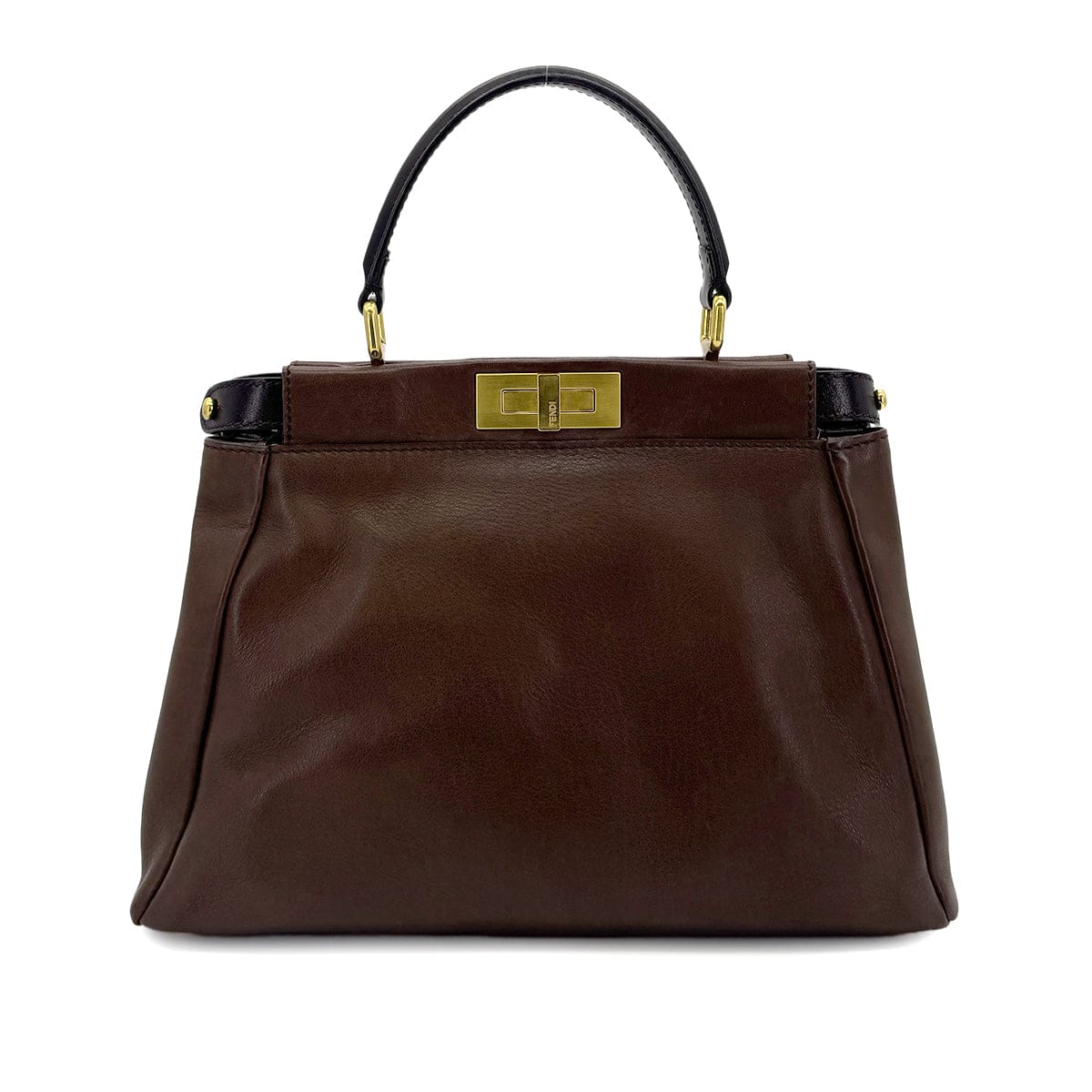 Luxury Promise Japan FENDI PEEKABOO REGULAR HAND SHOULDER BAG LEATHER BROWN 8BN226 90299152