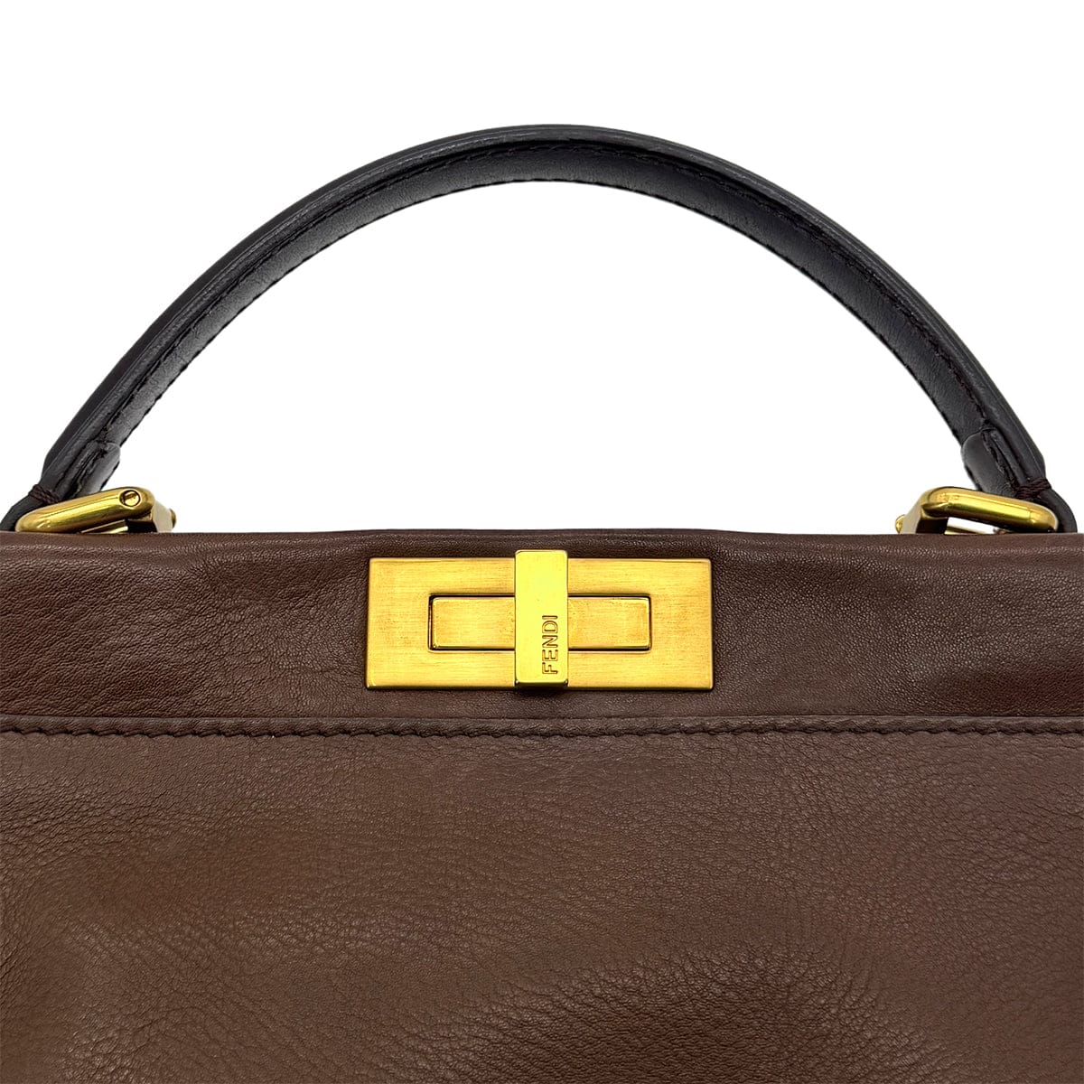 Luxury Promise Japan FENDI PEEKABOO REGULAR HAND SHOULDER BAG LEATHER BROWN 8BN226 90299152