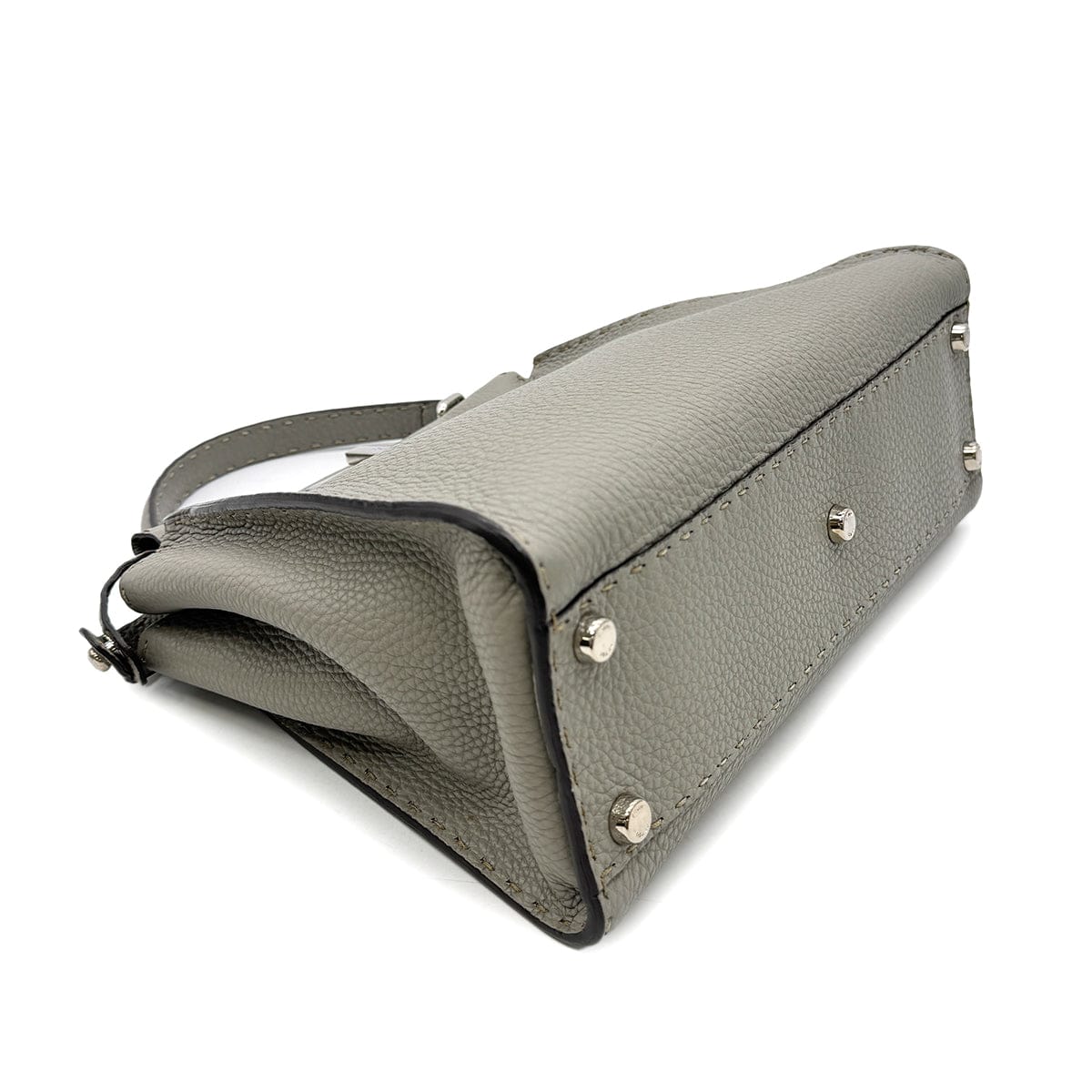 FENDI PEEKABOO REGULAR SELLERIA HAND SHOULDER BAG LEATHER GRAY