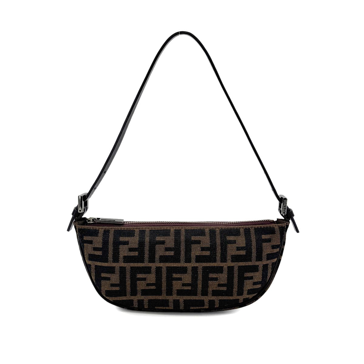 Luxury Promise Japan FENDI ZUCCA HAND BAG BROWN BLACK CANVAS LEATHER 90299297
