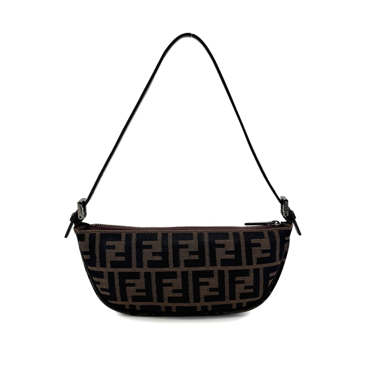 Luxury Promise Japan FENDI ZUCCA HAND BAG BROWN BLACK CANVAS LEATHER 90299297