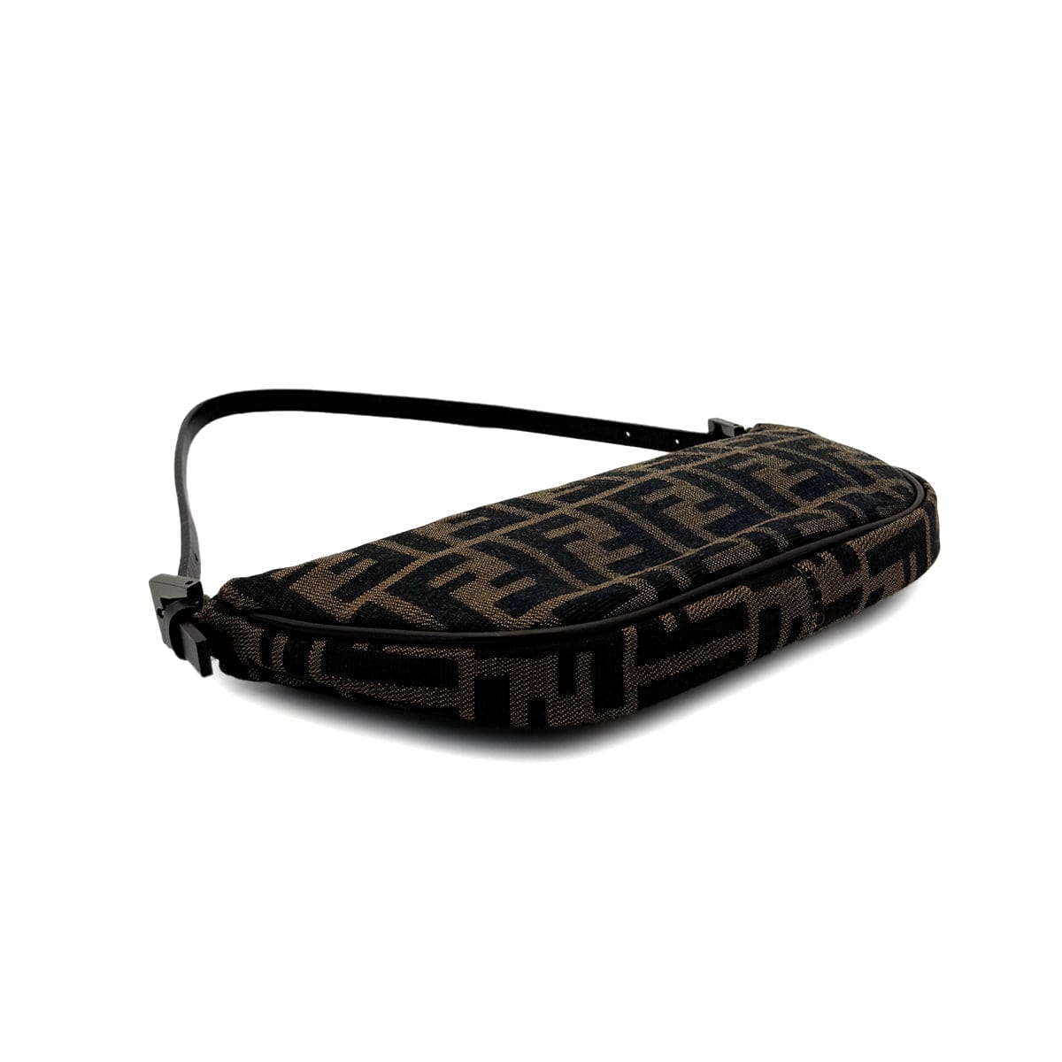 Luxury Promise Japan FENDI ZUCCA HAND BAG BROWN BLACK CANVAS LEATHER 90299297