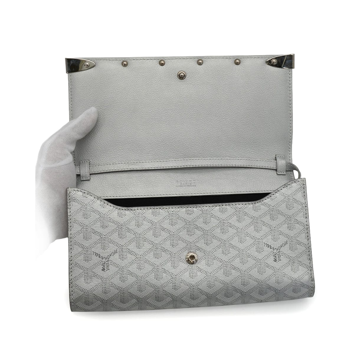 Luxury Promise Japan GOYARD MONTE-CARLO PM CLUTCH SHOULDER BAG SILVER PVC LEATHER SILVER HARDWARE 90344096