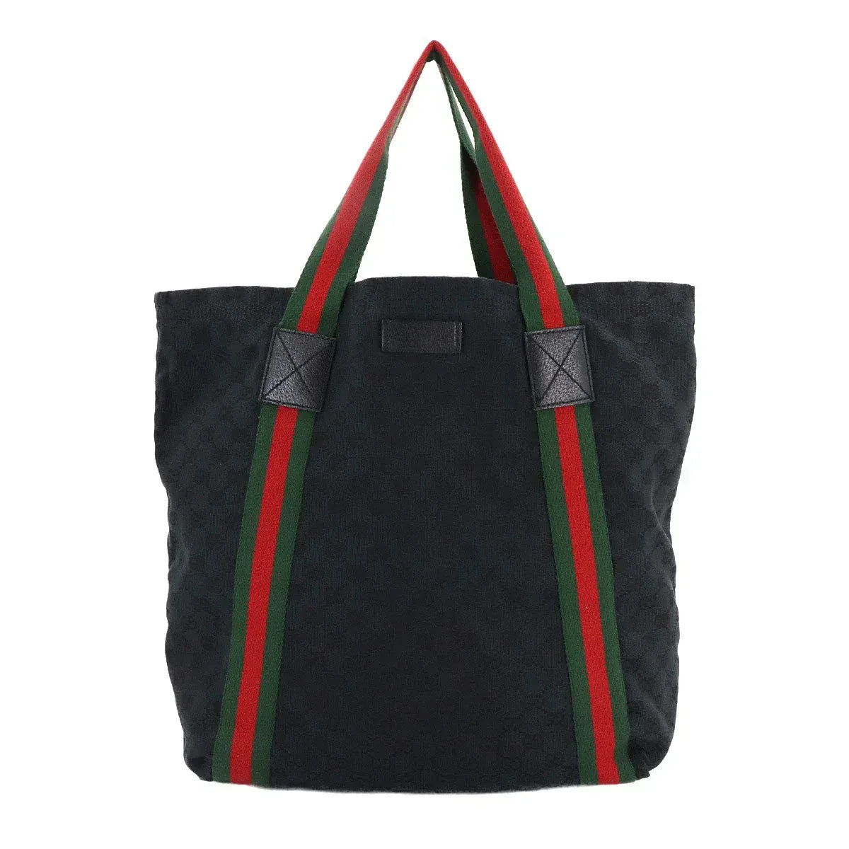Luxury Promise Japan GUCCI GG Canvas Sherry Line Tote Bag Leather Black 189669 Purse 90292622