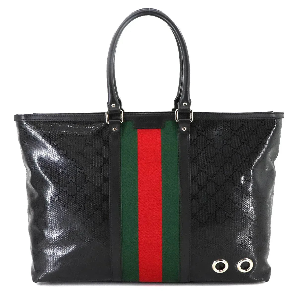 Luxury Promise Japan GUCCI GG Imprime Tote Bag PVC Leather Black 347987 Purse 90294548