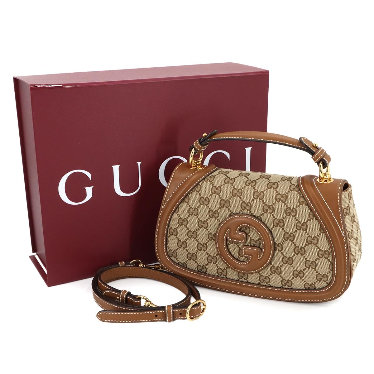 Luxury Promise Japan GUCCI Interlocking G Blondie Medium 2way Hand Shoulder Bag GG Canvas Leather Beige Brown 815714 Interlocking G Blondie Medium Bag Gucci 90277302