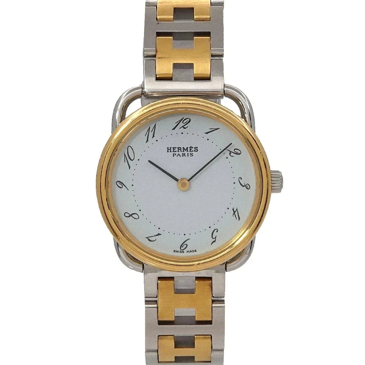 Luxury Promise Japan HERMES Arceau AR3.220 Quartz White Dial Ladies Watch 90290187