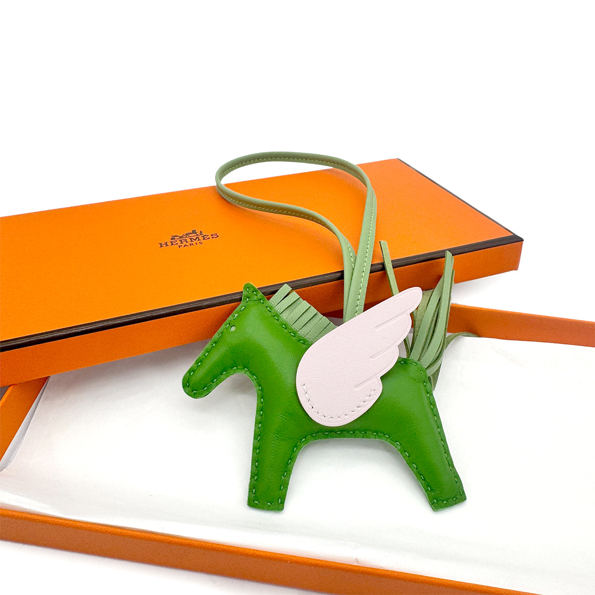 Luxury Promise Japan HERMES BAG CHARM RODEO PEGASUS PM VERT YUCCA MAUVE PALE VERT CRIQUET W 90276789