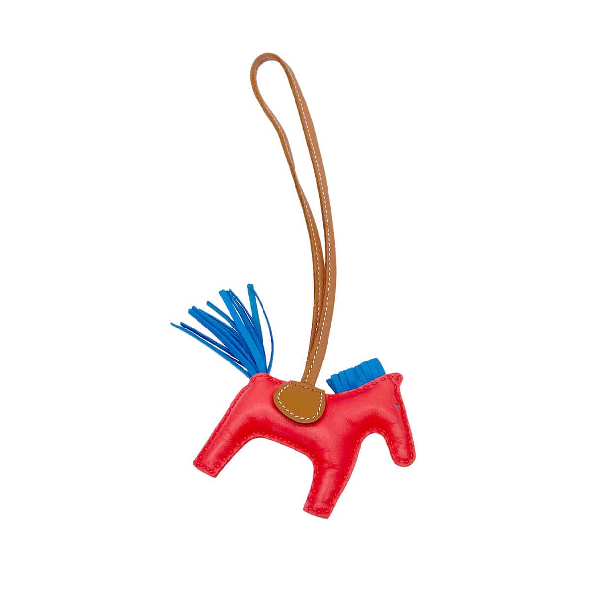 Luxury Promise Japan HERMES BAG CHARM RODEO PM ROSE TEXAS BLUE ZANZIBAR GOLD AGNEAU MILO Y 90299116