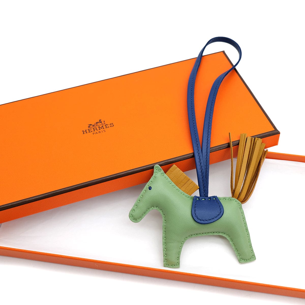 Luxury Promise Japan HERMES BAG CHARM RODEO PM VERT CRIQUET BLEU DE MALTE SESAMI AGNEAU MILO 2022 U STAMP 90312944