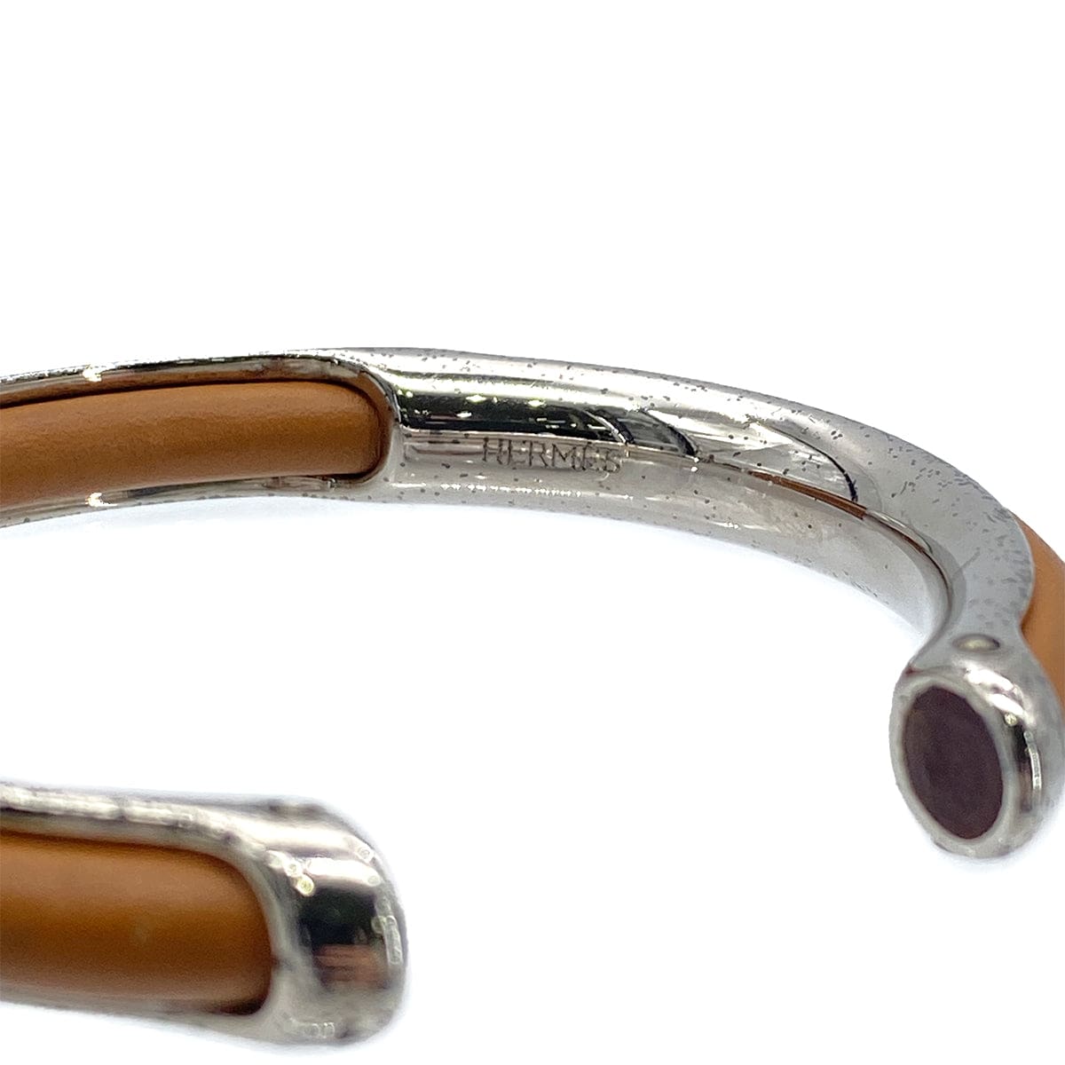 Luxury Promise Japan HERMES BANGLE BRACELET BROWN SILVER ACCESSORY 90276656
