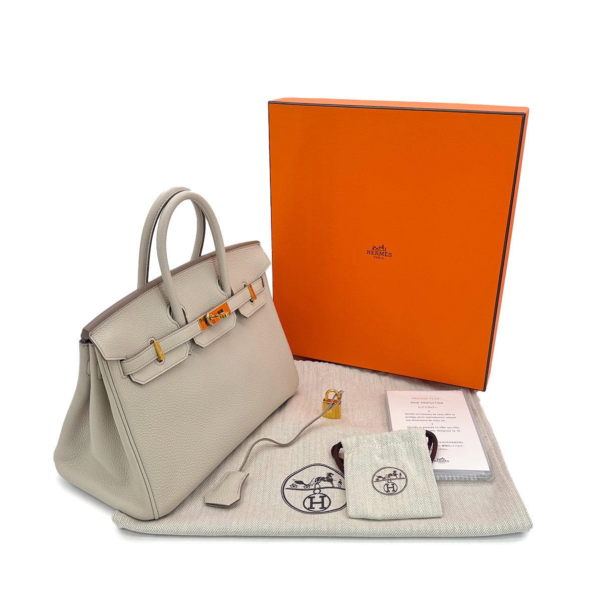 Luxury Promise Japan HERMES BIRKIN 25 BETON TOGO HAND BAG U GHW 90309136