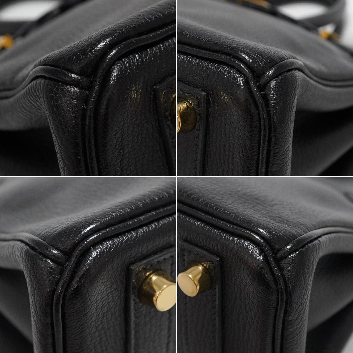 HERMES BIRKIN 25 BLACK CHEVRE HAND BAG 2010 SQUARE N GOLD HARDWARE 90340167
