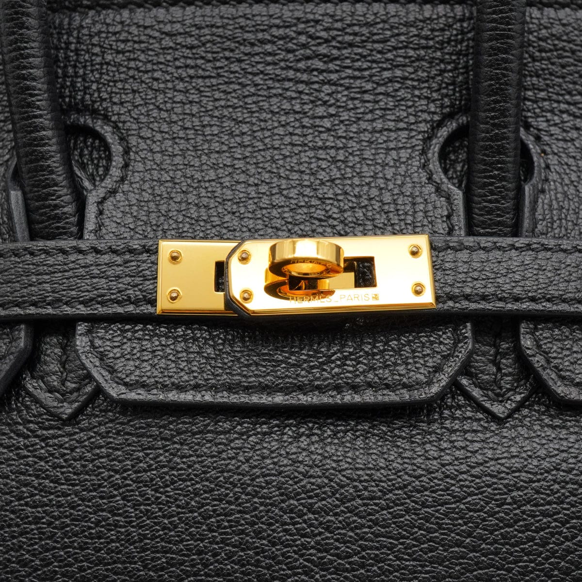 HERMES BIRKIN 25 BLACK CHEVRE HAND BAG 2010 SQUARE N GOLD HARDWARE 90340167