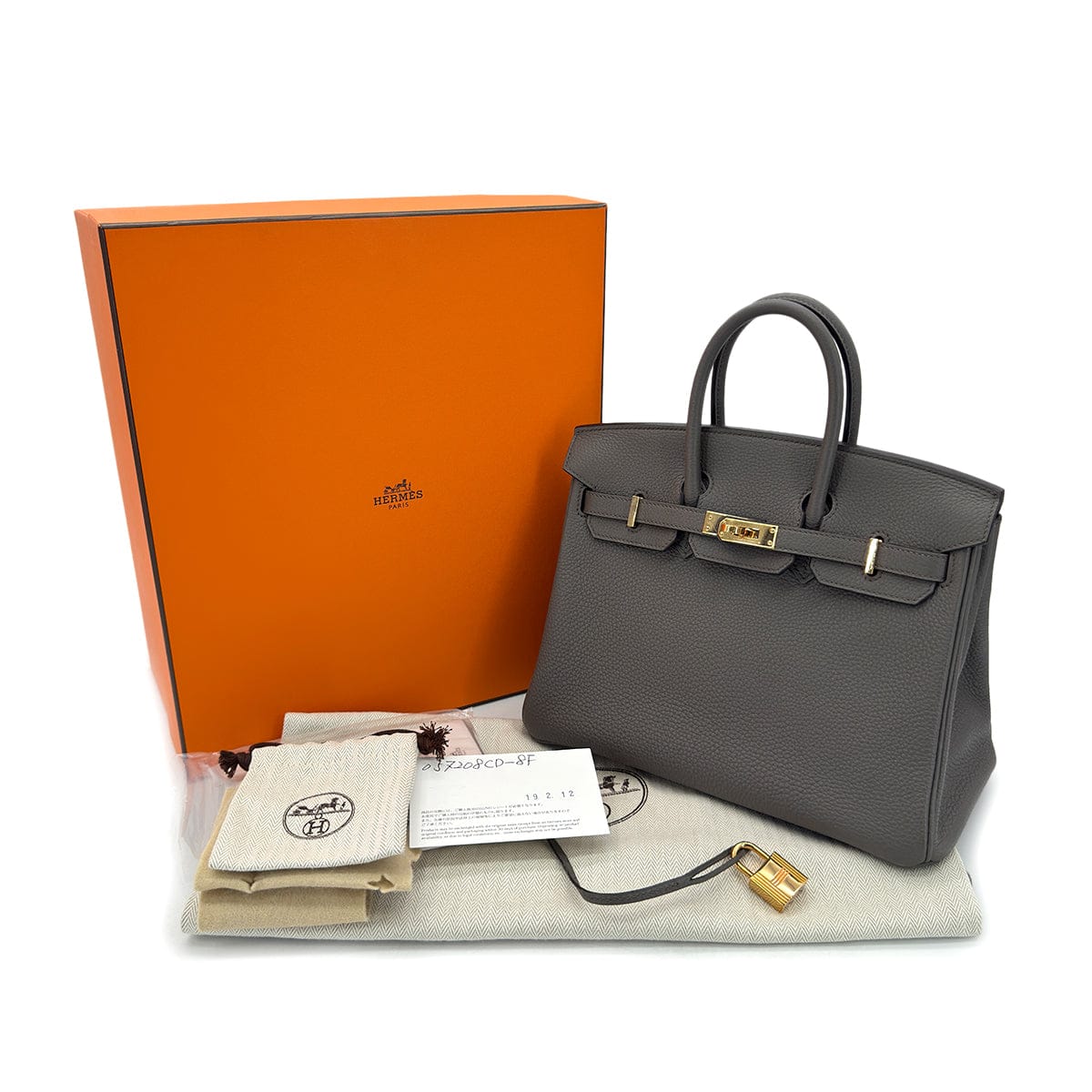 Luxury Promise Japan HERMES BIRKIN 25 ETAIN TOGO HAND BAG C GHW 90298152