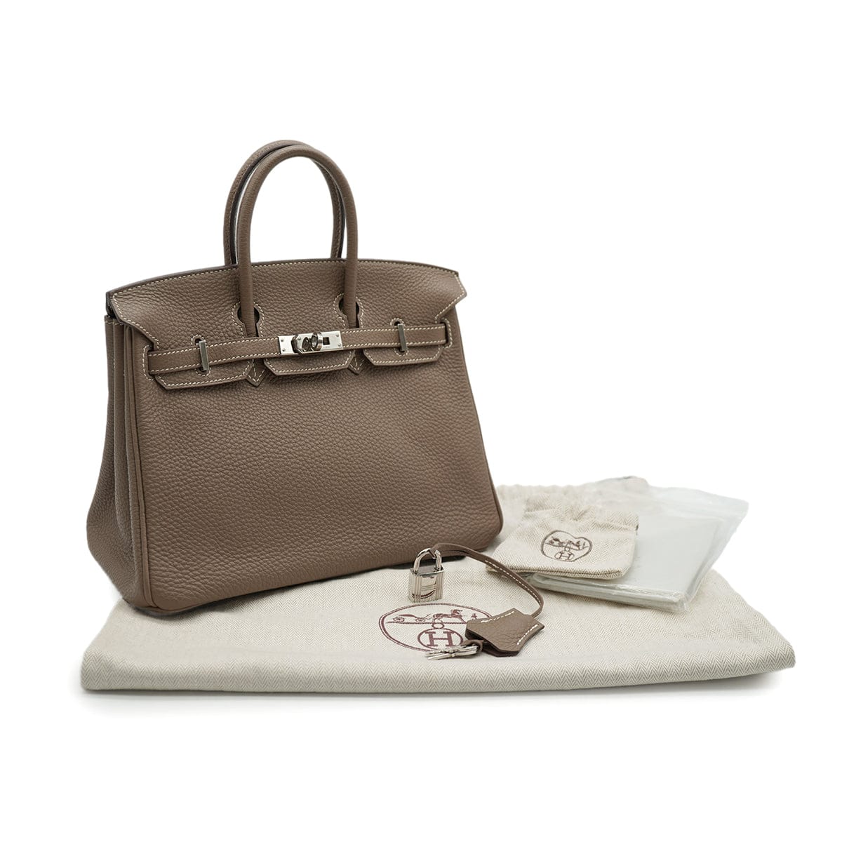 Luxury Promise Japan HERMES BIRKIN 25 ETOUPE TOGO HAND BAG 2010 SQUARE N PALLADIUM HARDWARE 90334865