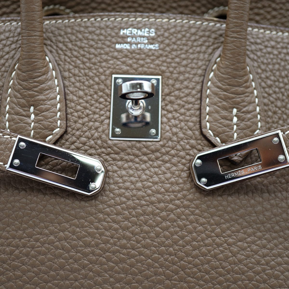 Luxury Promise Japan HERMES BIRKIN 25 ETOUPE TOGO HAND BAG 2010 SQUARE N PALLADIUM HARDWARE 90334865