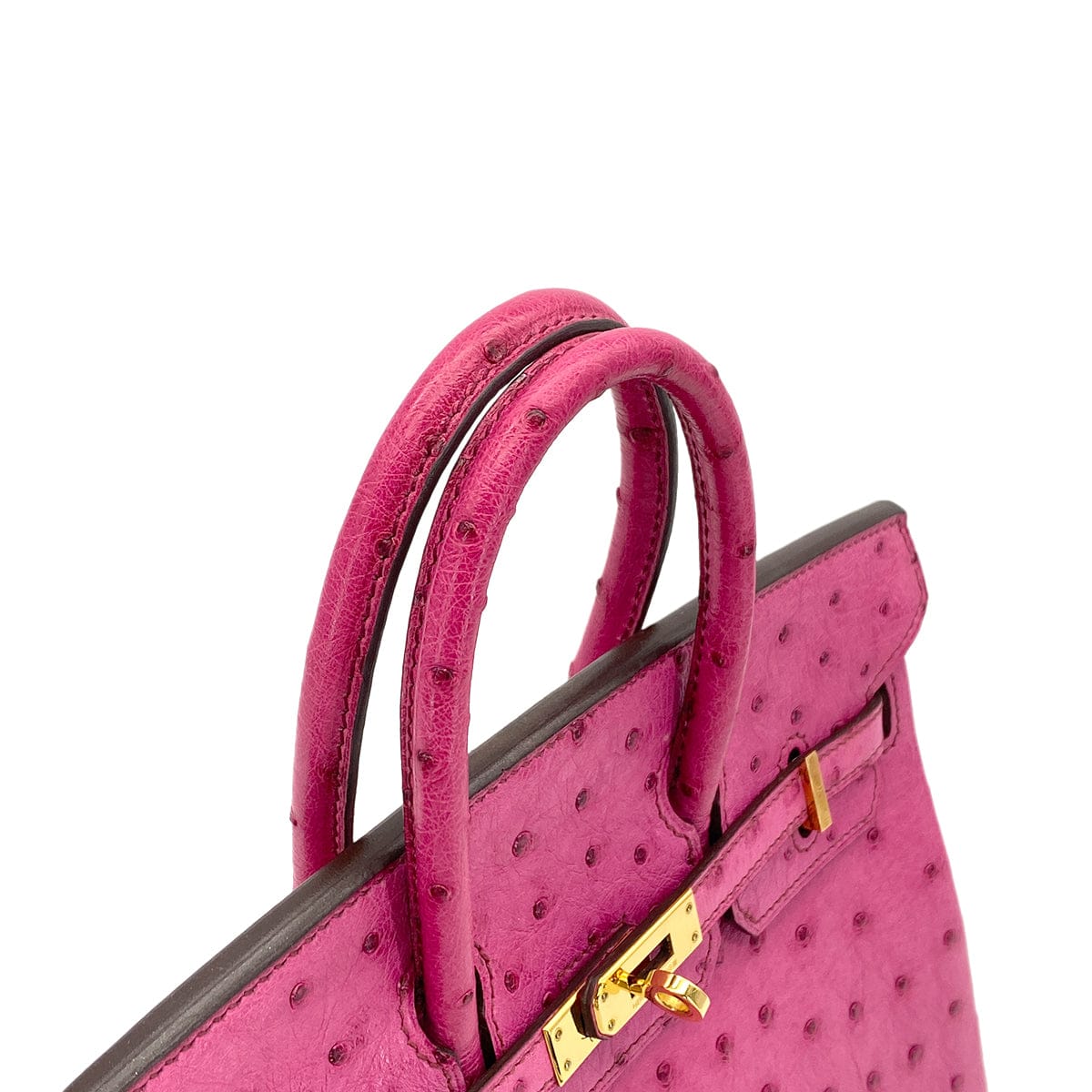 Luxury Promise Japan HERMES BIRKIN 25 FUCHSIA OSTRICH HAND BAG 2009 SQUARE M GOLD HARDWARE 90324625