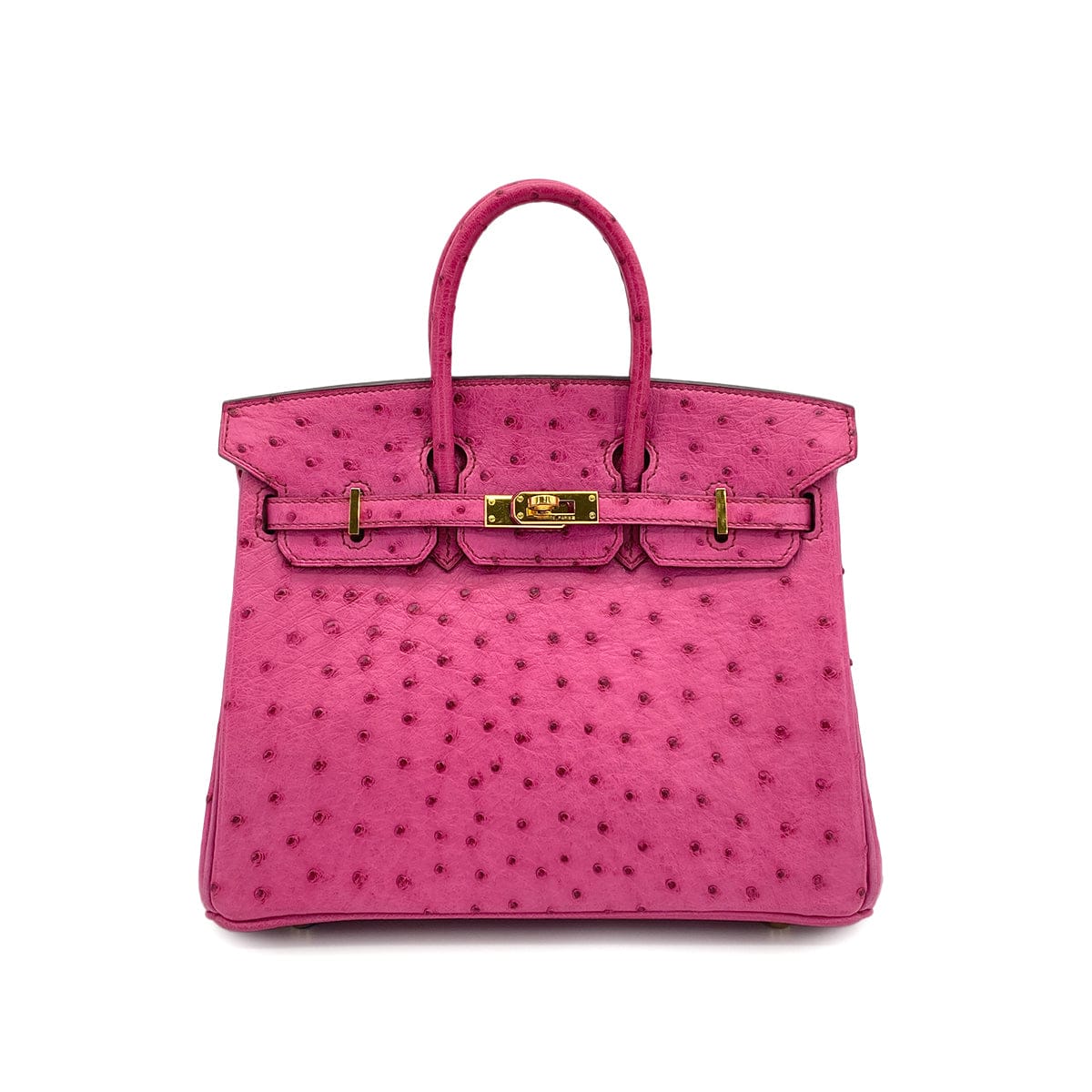 Luxury Promise Japan HERMES BIRKIN 25 FUCHSIA OSTRICH HAND BAG 2009 SQUARE M GOLD HARDWARE 90324625