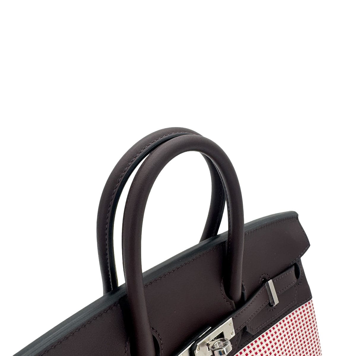 Luxury Promise Japan HERMES BIRKIN 25 ROUGE SELLIER ECRU FRAMBOISE VEAU SWIFT TOILE QUADRILLE HAND BAG B SHW 90294966