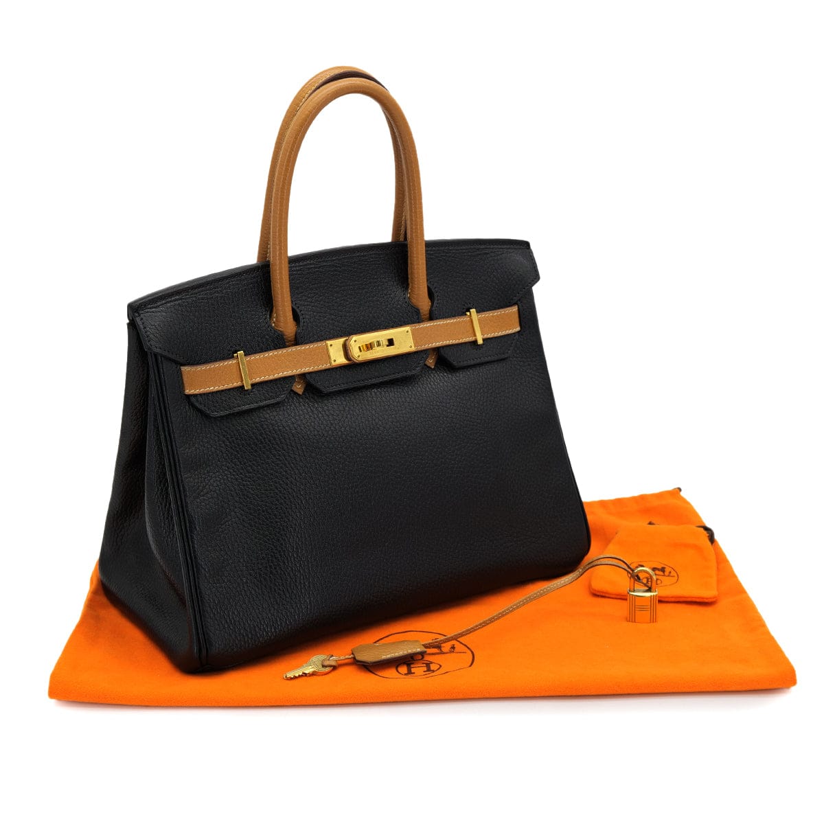 Luxury Promise Japan HERMES BIRKIN 30 BLACK NATUREL ARDENNES HAND BAG 1995 CIRCLE Y GOLD HARDWARE 90322922